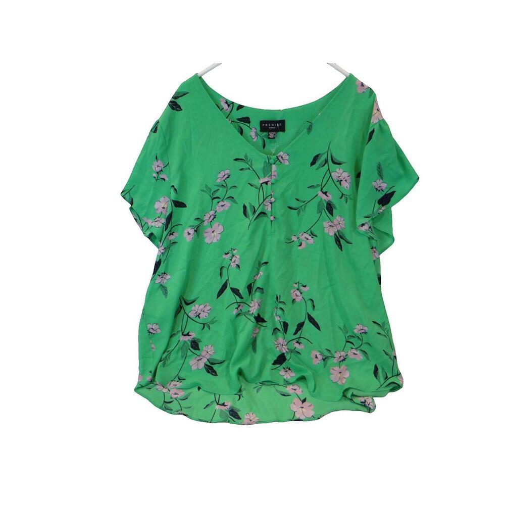 Premise Woman‎ Green Floral Button-Up Blouse - NWT - 3X